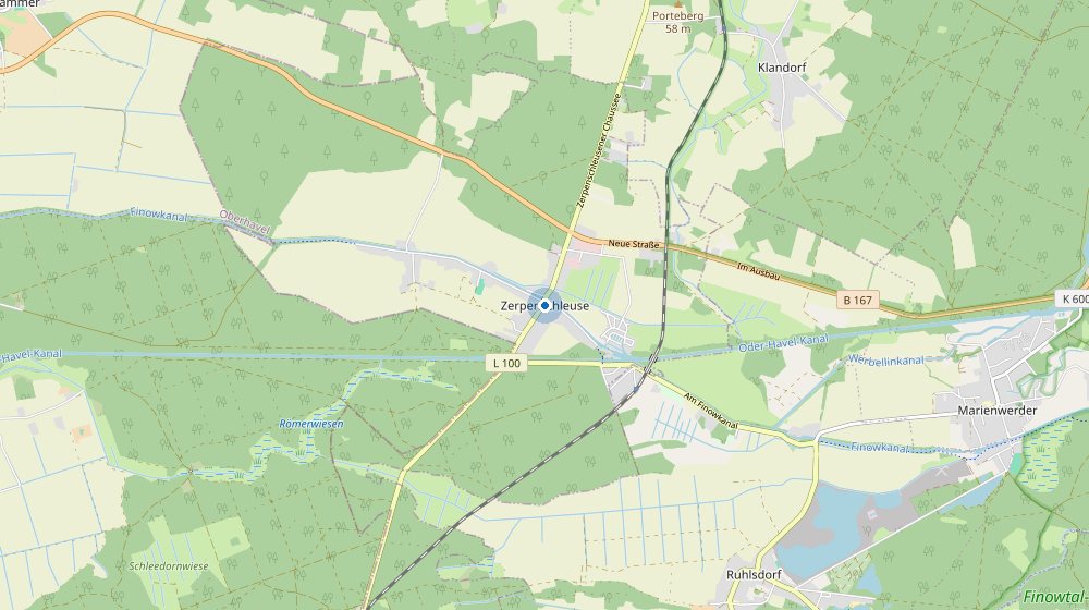 Kartenausschnitt der Umgebung von Zerpenschleuse